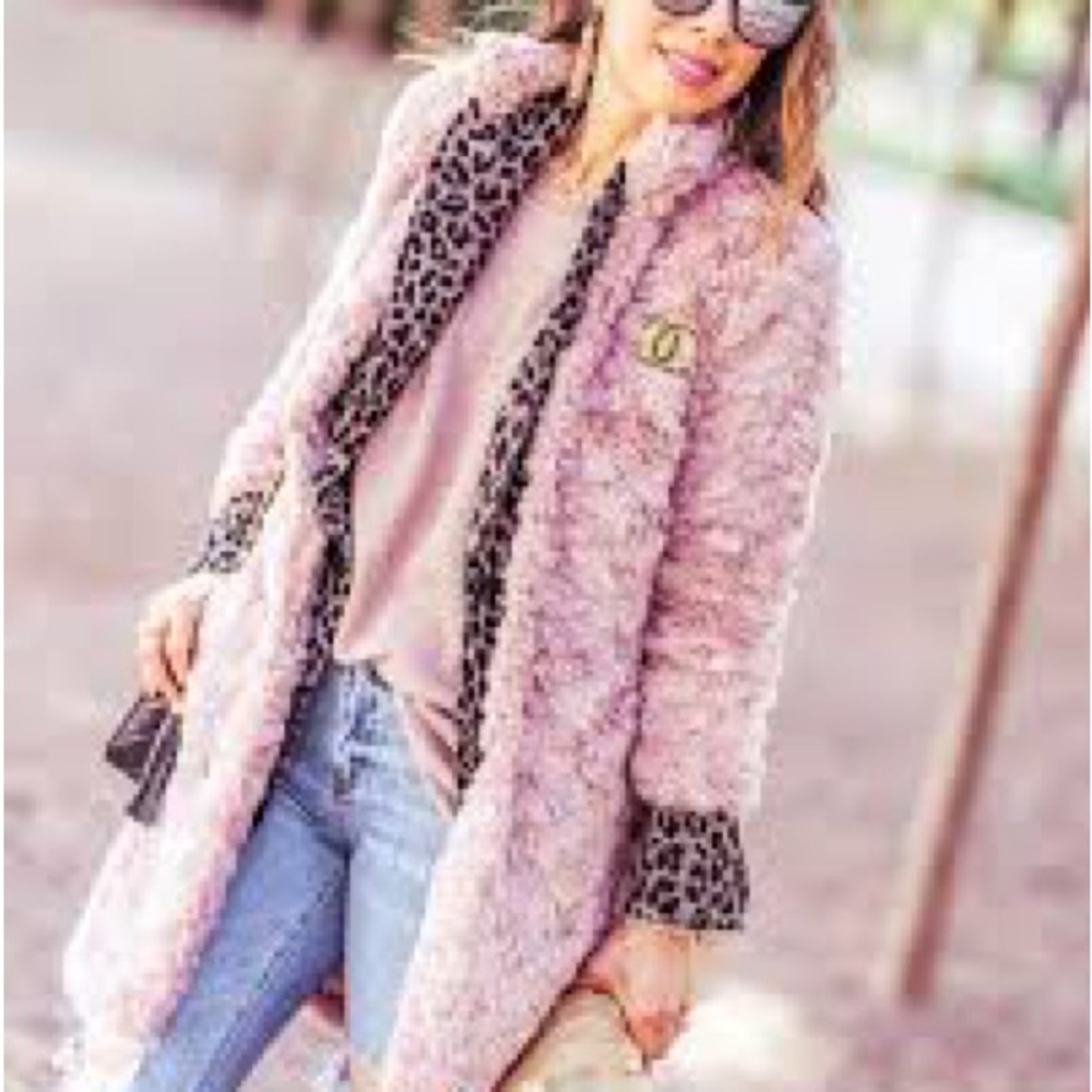 CAbi Pink Teddy Jacket Plush Oversized Fit